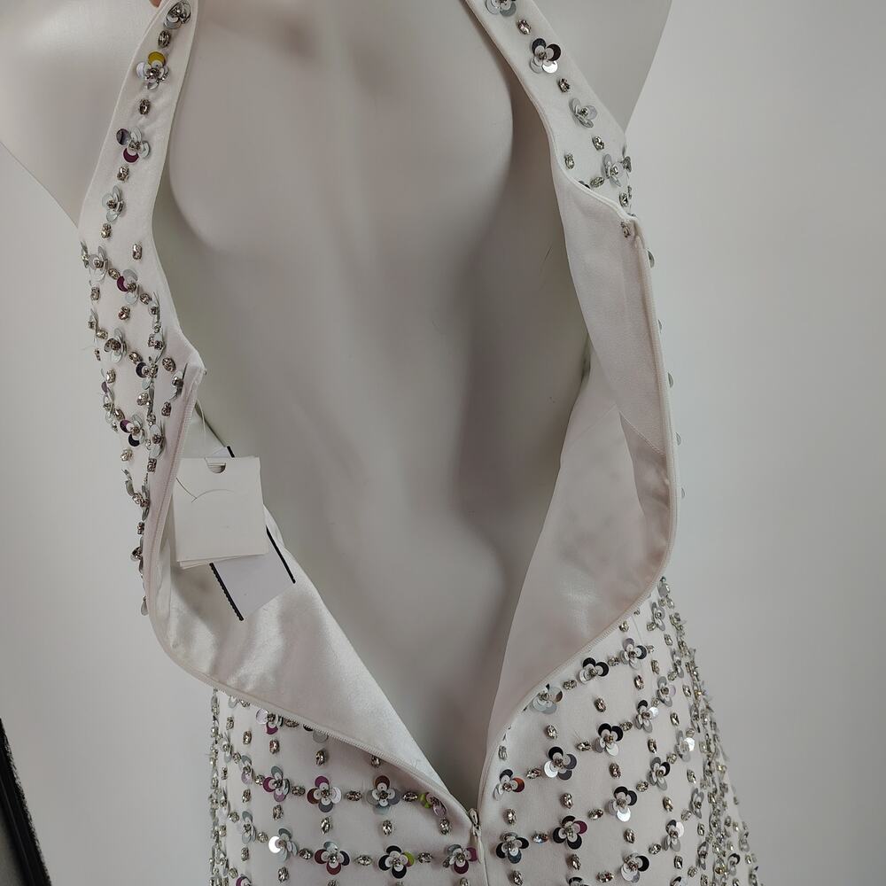 Simkhai Ziva White Embellished Mini Dress Crystal Sequin Size 8 Bridal - Picture 13 of 16